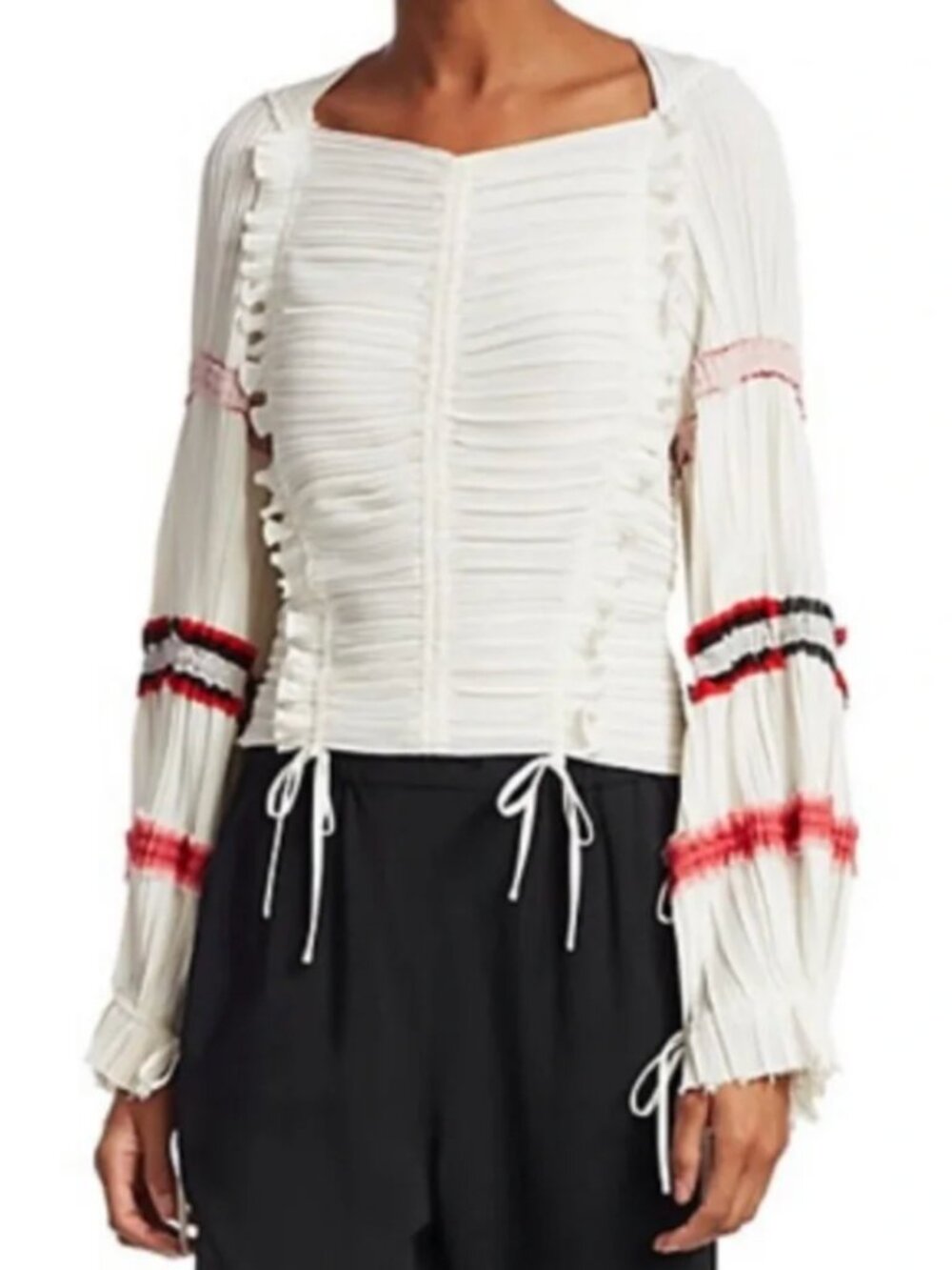 3.1 Phillip Lim White Pleated Blouse